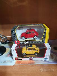 Set 2 Fiat 500 Bburago scala da 1/24