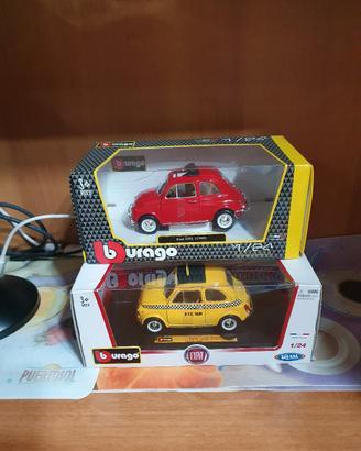 Set 2 Fiat 500 Bburago scala da 1/24