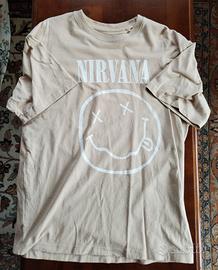 T-shirt Nirvana Beige Taglia S Pull & Bear