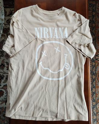 T-shirt Nirvana Beige Taglia S Pull & Bear