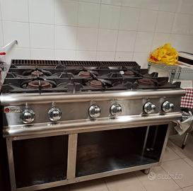 Cucina a gas per ristoranti, Baron, 6 fuochi