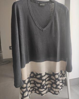 Maglia blu e beige 