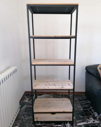 Libreria/Scaffale stile industriale con cassetto