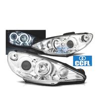 FARI PEUGEOT 206 98-08 ANGEL EYES CCFL FONDO CROMA