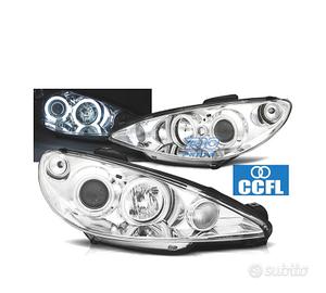 FARI PEUGEOT 206 98-08 ANGEL EYES CCFL FONDO CROMA