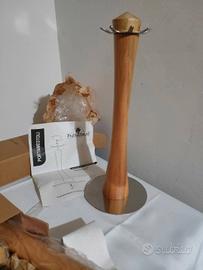 Portamestoli in legno e acciaio 