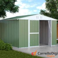 Casetta da giardino in lamiera 327x307cm verde