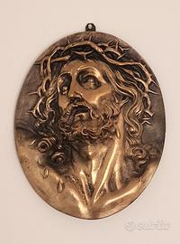 Ecce Homo Bronzo Dorato Scultura da Parete del 900