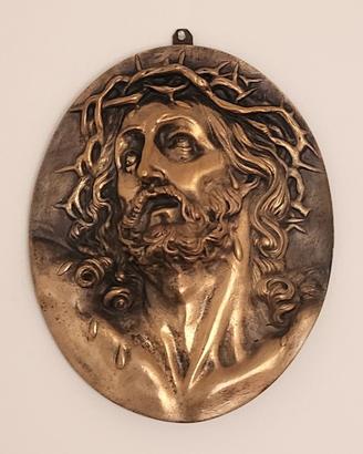 Ecce Homo Bronzo Dorato Scultura da Parete del 900