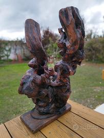 Lampada da tavolo artigianale in legno di mare