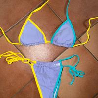 Bikini Triangolo Color Block- giallo lilla azzurro