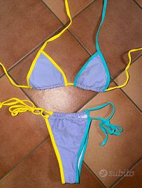 Bikini Triangolo Color Block- giallo lilla azzurro