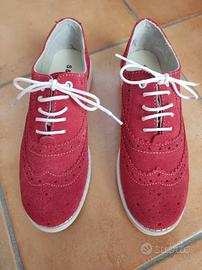 Scarpe donna rosse brogue stringate n.39