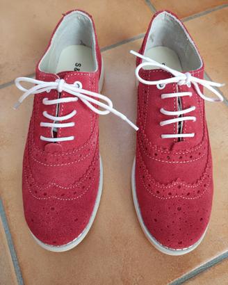 Scarpe donna rosse brogue stringate n.39