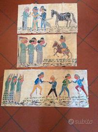 Set 3 teli in cotone dipinti a mano Amer. Latina
