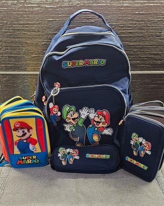 zaino scuola e astucci super mario