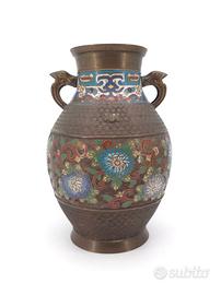 Vaso Giapponese Bronzo Smalti Cloisonne 900