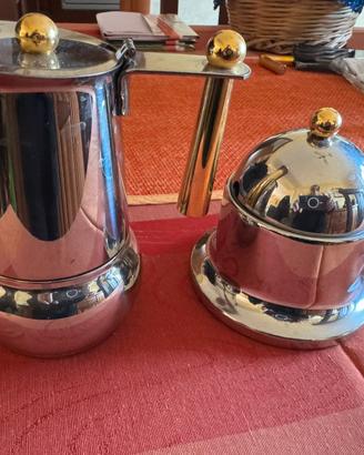 Moka di tre tazze e zuccheriera in acciaio