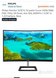 Monitor Philips 32 pollici curvo 