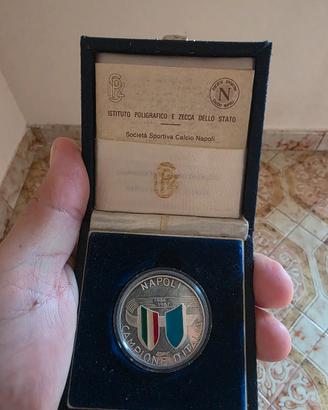 moneta celebrativa argento primo scudetto Napoli 