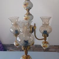 Lampadario vintage ottone vetro con Fiori gialli