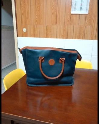 Borsa vintage Avon blu e marrone