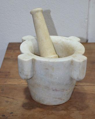 GRANDE MORTAIO D'EPOCA IN MARMO CON PESTELLO 7 kg