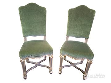 Coppia sedie laccate e dorate anni 30