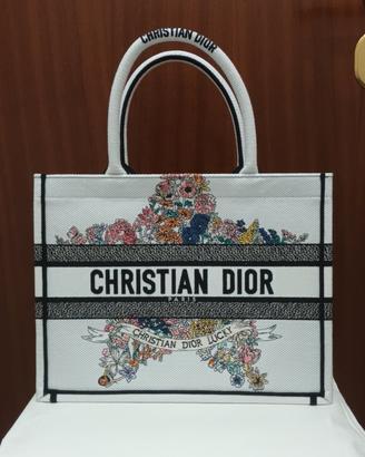 Borsa Dior book tote ricamata multicolore
