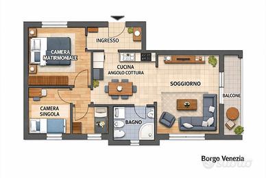 Trilocale Borgo Venezia - no spese condominiali