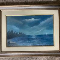 Dipinto originale G. Galbo (1978) Marina notturna