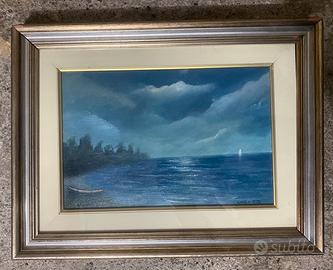 Dipinto originale G. Galbo (1978) Marina notturna