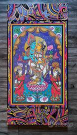 Opera su legno dipinta a mano - Radha Krishna