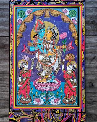 Opera su legno dipinta a mano - Radha Krishna