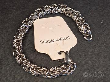 Bracciale maglia Bizantina in Acciaio Inox 18cm