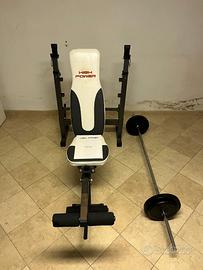 Panca pesi regolabile + Bilanciere + 30kg pesi