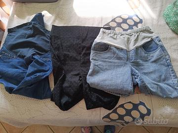3 pantaloni premaman lunghi