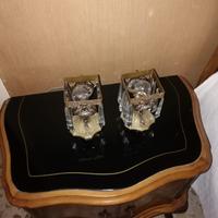 Coppia applique vintage in ottone e cristallo ‘50