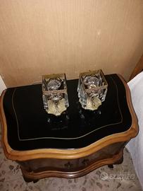 Coppia applique vintage in ottone e cristallo ‘50