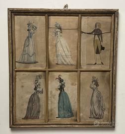 Stampe costumi moda antica x6 (1790-1798)