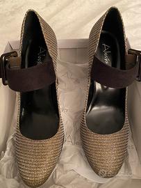 Scarpe da donna bronzo tacco scamosciato-misura 38