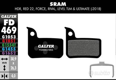Pastiglie freno Galfer SRAM TLM, Red, Force, Rival