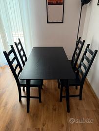 Tavolo nero Ikea LISABO + 4 sedie