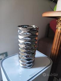 Vaso moderno La Bolata in gres argento 24x10 cm