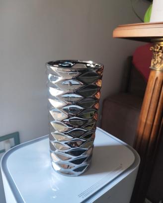 Vaso moderno La Bolata in gres argento 24x10 cm