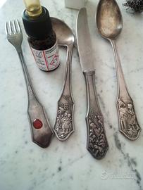 posate argentate antiche set da bambino 