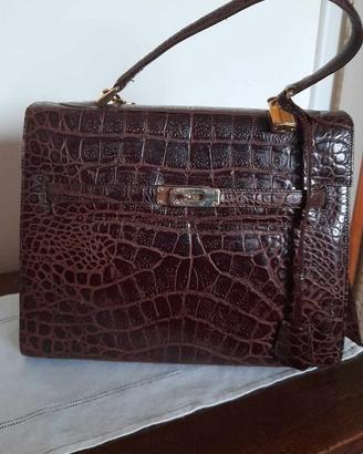 Borsa da donna in pelle (stampa coccodrillo)