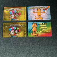 Garfield n.4 schede tessere cards sorpresine lotto