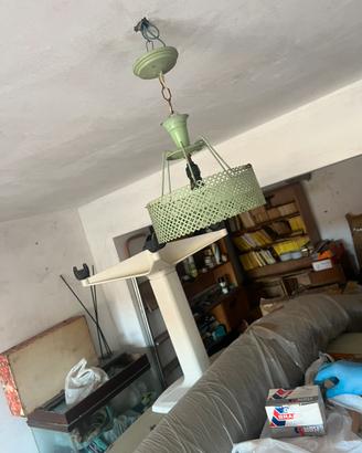 Lampada verde menta – metallo traforato vintage