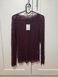 Maglietta in pizzo bordeaux  nuova 14€